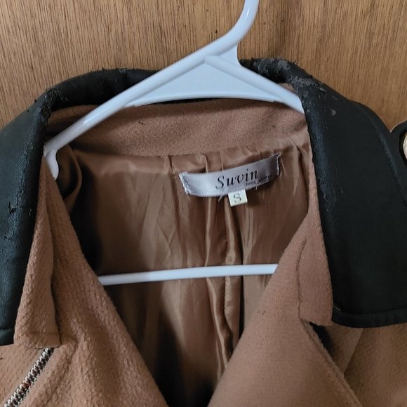 Layered-Hem Double-Breasted Winter Trench Coat from YesStyle Camel Brown Size S - Picture 8 of 10